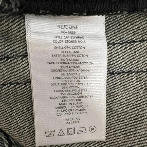 RE/DONE 90S High Rise Straight Leg Jeans Stoned Noir Black Size 24 - Picture 10 of 12